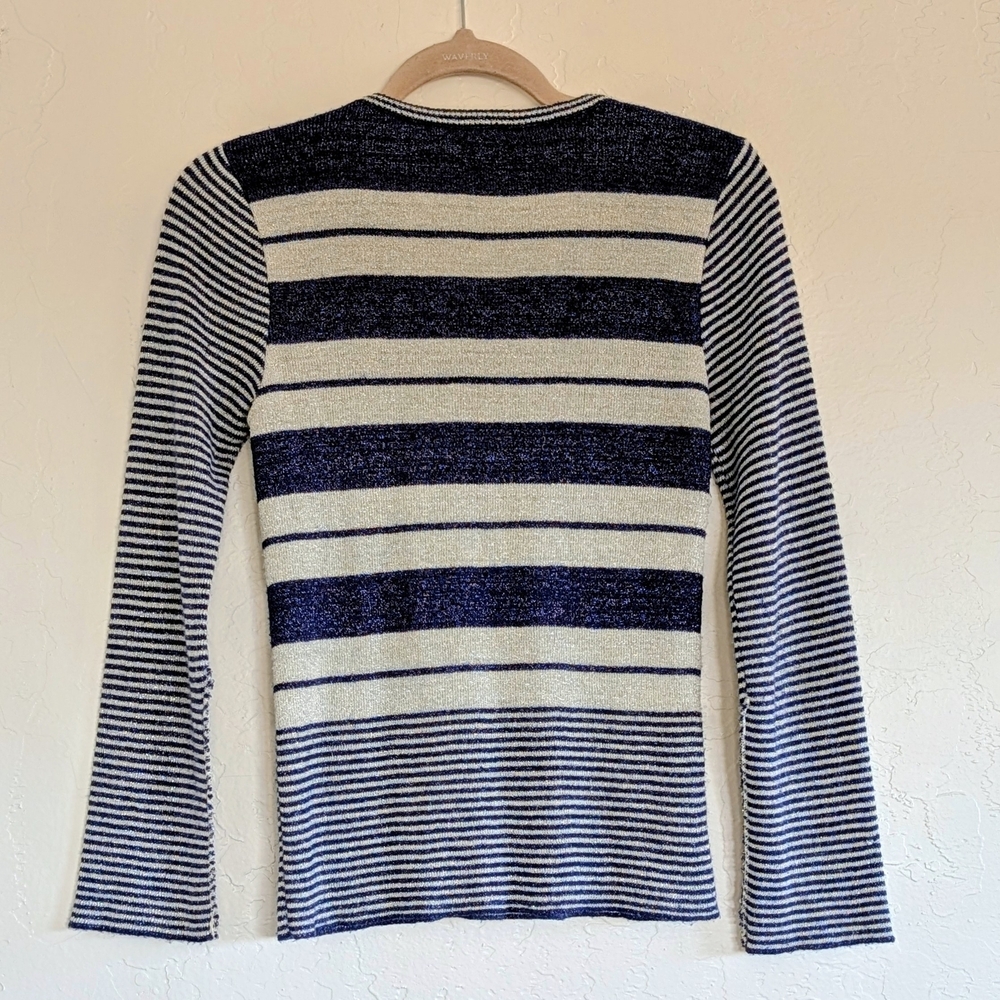 VTG Kitty Hawk Union Made Striped Metallic Thread  Retro Nautical Preppy - Picture 6 of 8